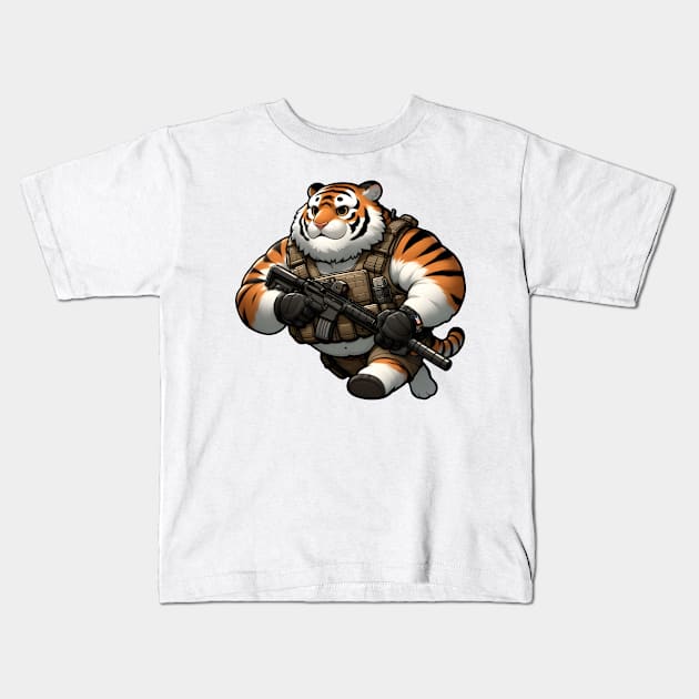 Tactical Tiger Kids T-Shirt by Rawlifegraphic